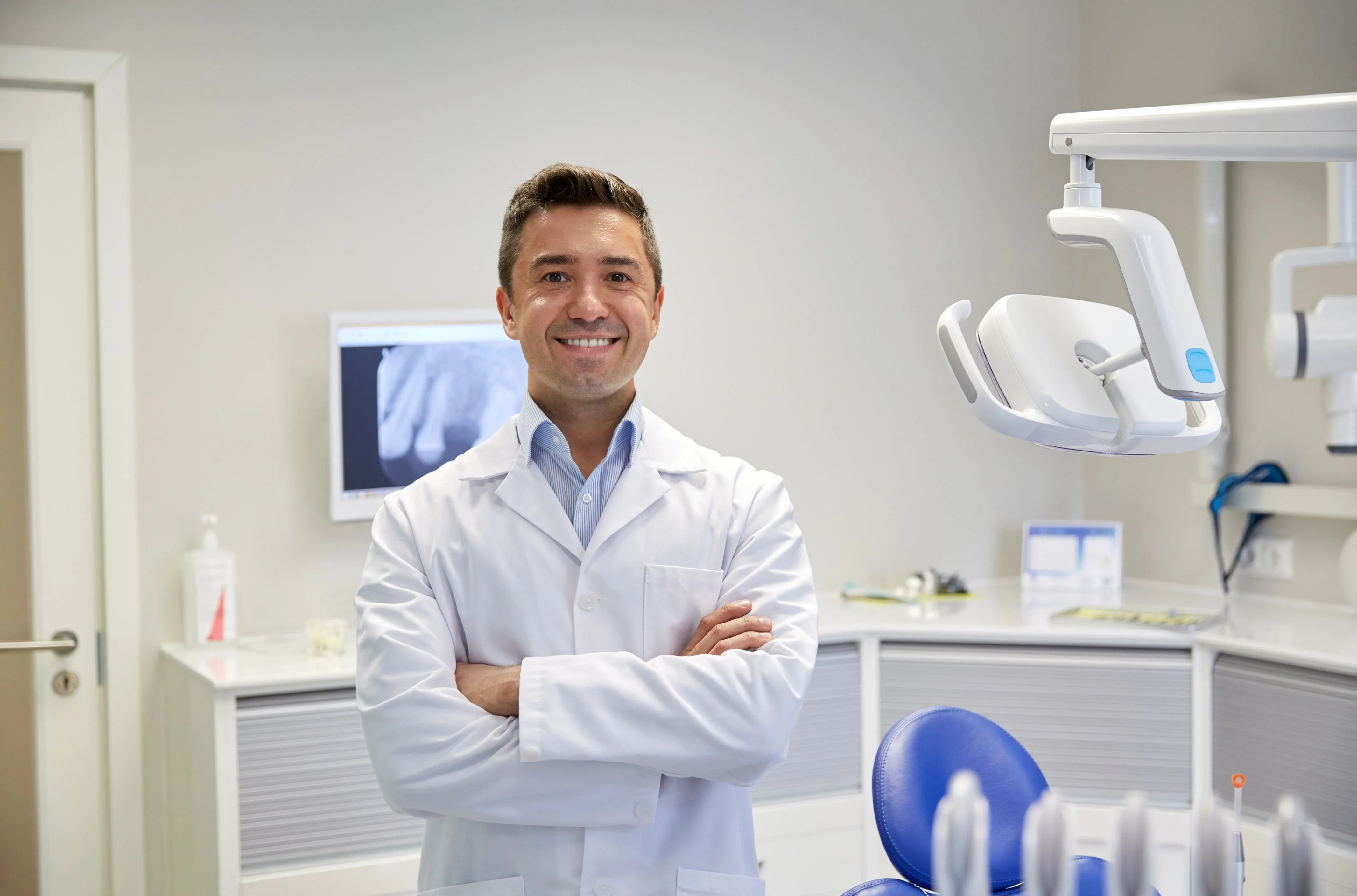 A dental professional in a clinic